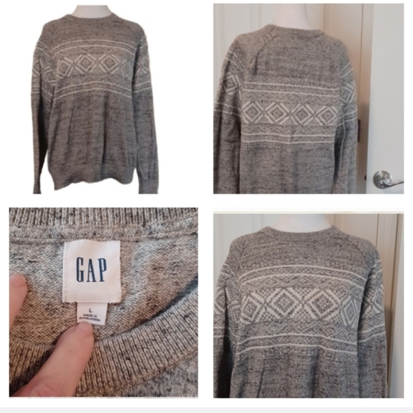 💙🌺Gray Patterned Men's Sweater - Picture 1 of 9